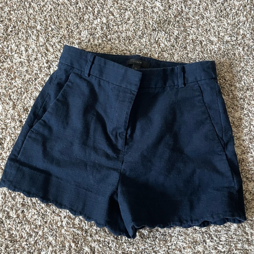 J Crew Scalloped Cotton navy Shorts